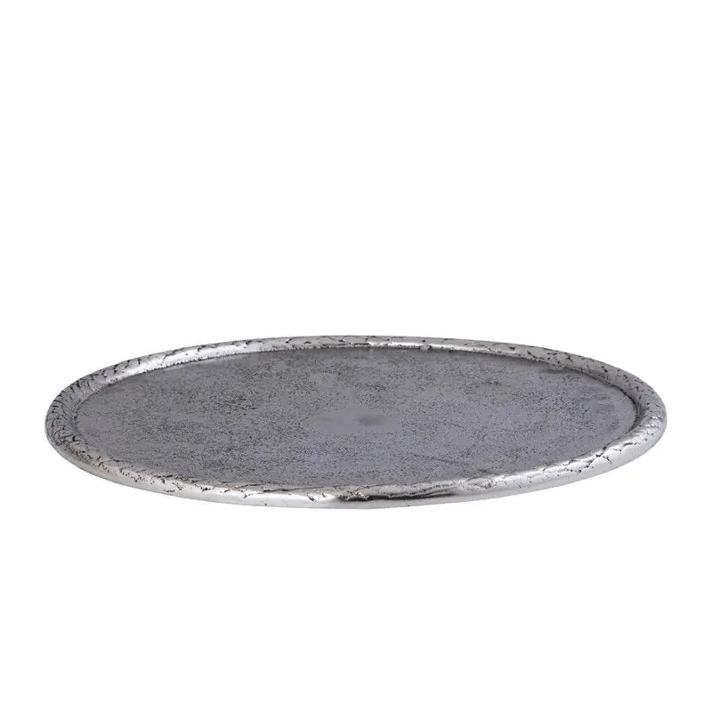 PTMD - Schaal Fahdi - Zilver - 36x36x2.5cm Ambachtelijk