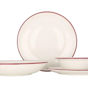 Aanbieding Bonna Serviesset (Large) - Linea Burgundy - 24 delig - 6 Personen - Porselein