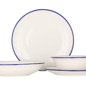 Rinart Serviesset (Medium) - Blue Edge - 24 delig - 6 Personen - Porselein Nieuwe Collectie