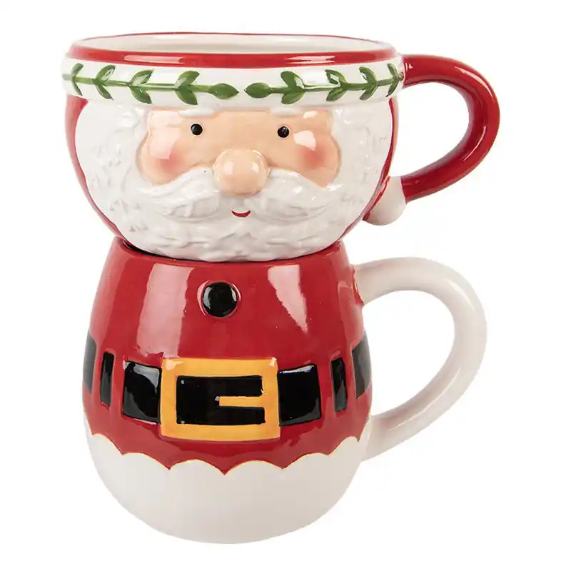 Handgemaakt Clayre & Eef Mok Kerstman 400 ml / 500 ml Rood Keramiek