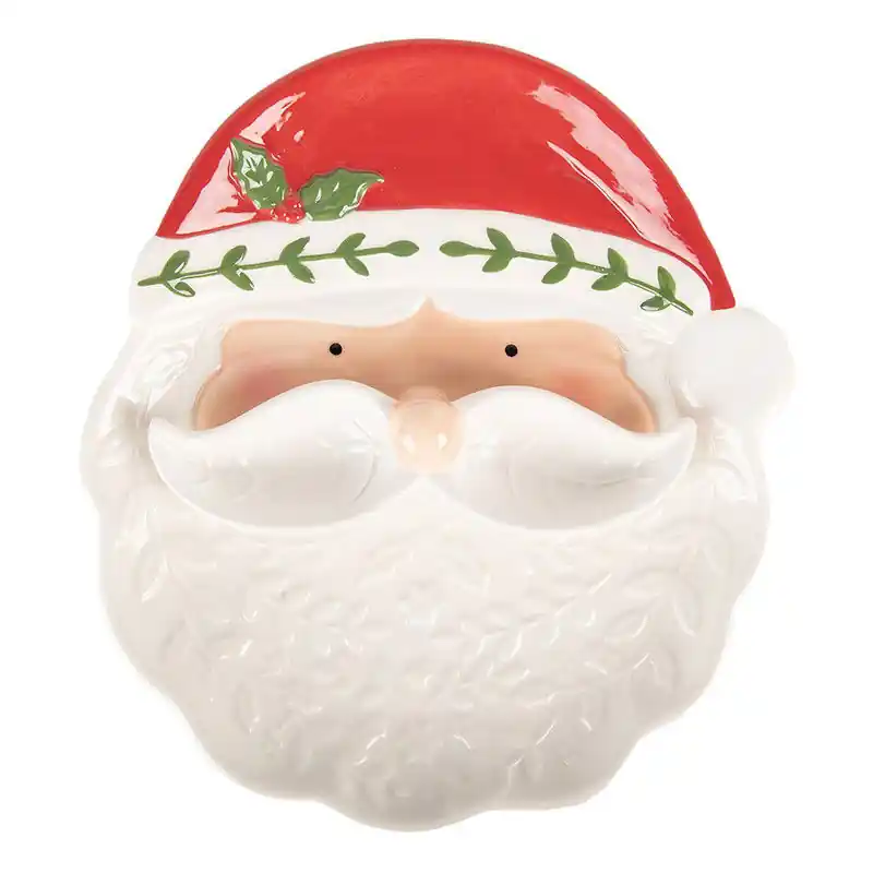 Beperkt Aanbod Clayre & Eef Decoratie schaal Kerstman 29x26x5 cm Wit Keramiek