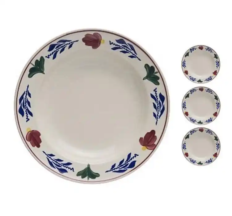 Topkwaliteit Boerenbont diep eetbord 24cm set van 4 stuks