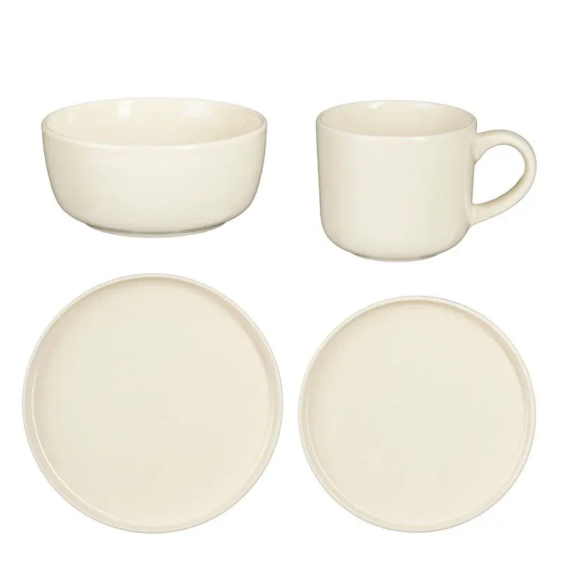 Mica Decorations Ozzu Serviesset 4 Persoons - Steengoed - Off-white Handgemaakt