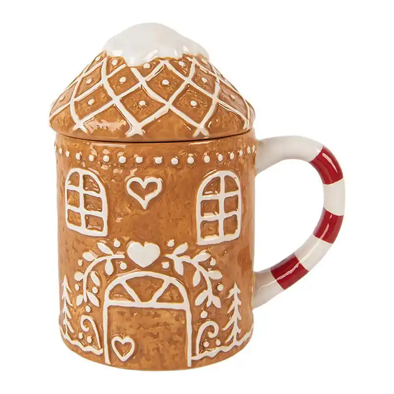 Direct Beschikbaar Clayre & Eef Mok Gingerbread house 450 ml Bruin Keramiek