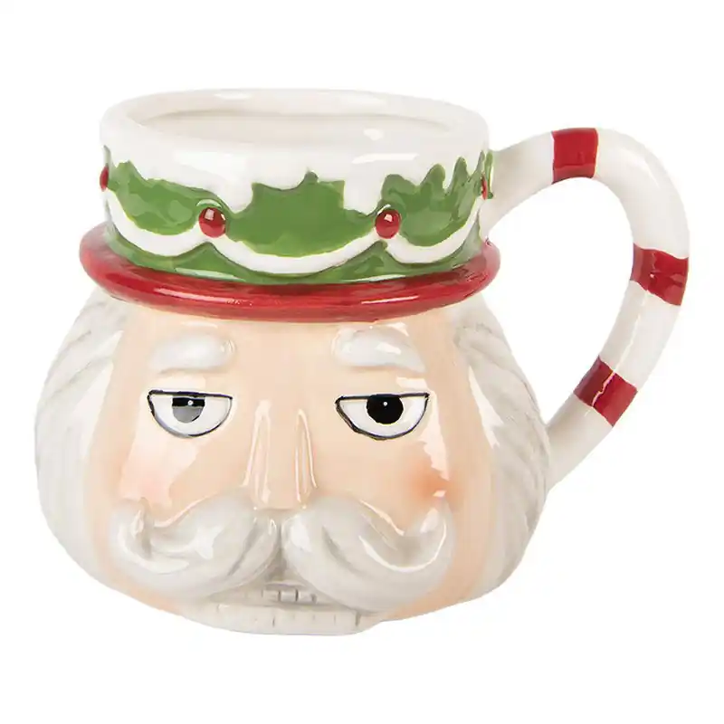 Gereduceerde Prijs Clayre & Eef Mok 550 ml Beige Keramiek Kerst
