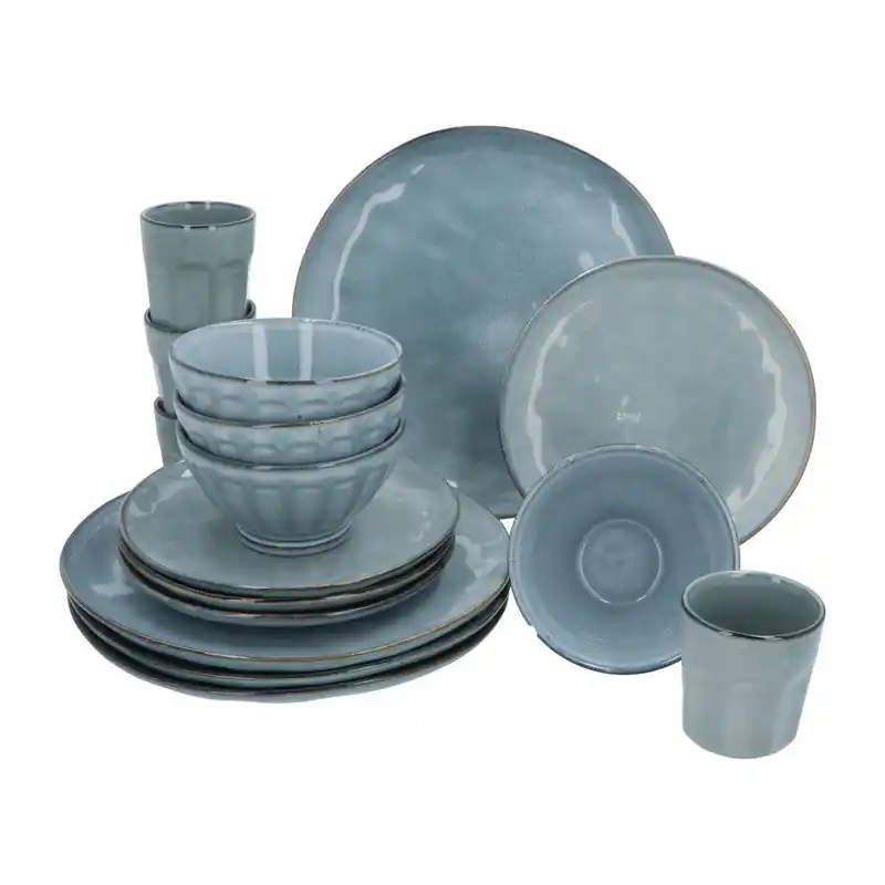 Superprijs 4goodz set 16 delig Aardewerk - 4 persoons - Blauw