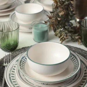 Nieuw Keramika Serviesset - Green Leaf - 24 delig - 6 Personen - Stoneware
