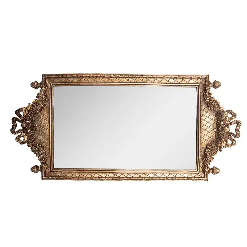 Seizoensaanbieding Clayre & Eef Decoratie schaal 19x3x40 cm Goudkleurig Kunststof