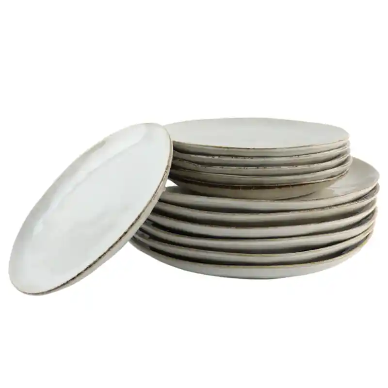 Trendy OTIX Serviesset - 12-delig - Bordenset - 6-persoons - Ontbijtborden - Dinerborden - Beige - Keramiek - LILY