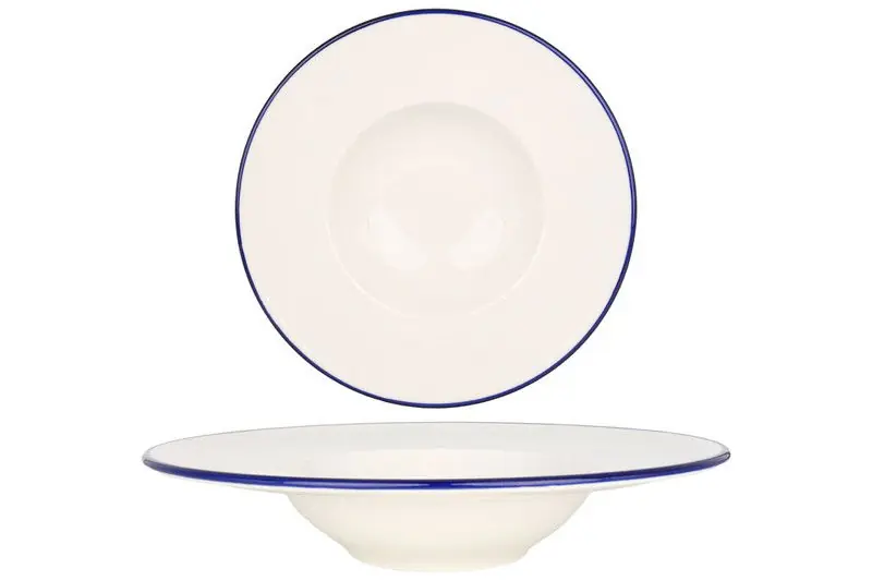 Budget Rinart Pastabord - Blue Edge - Porselein - 28 cm (400cc) - set van 2