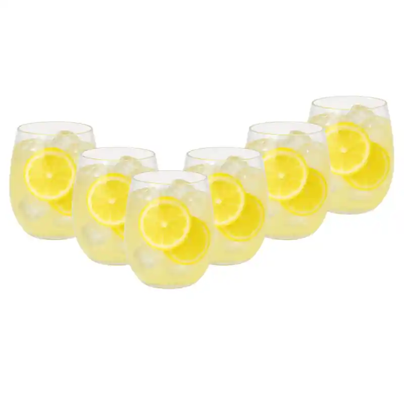 OTIX Kunststof Drinkglazen - 6 Stuks - Waterglazen -- Limonadeglazen - Strand - Camping Servies - 400ML - Glazen - OCEANI Dagaanbieding