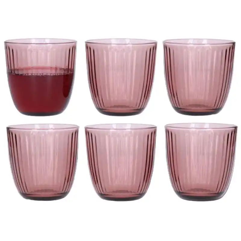 Bormioli Drinkglazen - 6x stuks - roze - 290 ml - waterglazen - Drinkglazen Budget