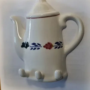 Boerenbont Handdoekrekje Koffiepot Vintage met 3 ophanghaken aardewerk Favoriet