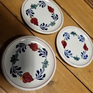 Boerenbont Gebaksbord  diameter 16cm set 3 stuks Aardewerk Geld-Terug-Garantie