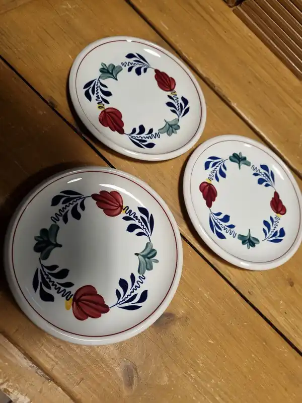 Boerenbont Gebaksbord diameter 16cm set 3 stuks Aardewerk Geld-Terug-Garantie