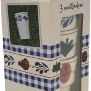 Merkproduct Boerenbont melkbeker Sonja set 3 stuks in melkpak verpakking 250ml - aardewerk