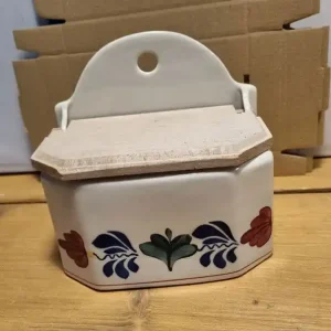 Nieuwe Collectie Boerenbont Zoutbakje aardewerk met houten deksel
