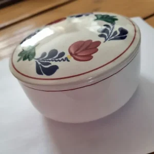 Authentiek Boerenbont Bonbon schaaltje met deksel rond 12 cm aardewerk