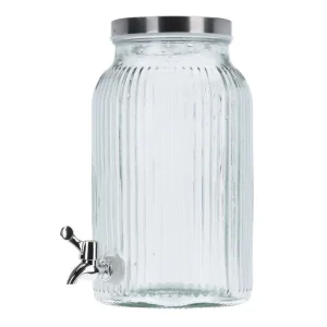 Rechtstreeks Van De Fabrikant 4goodz Glazen Sapkan Geribbeld glas - Limonadetap met kraan - 4 ltr