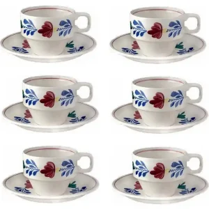 Bestel Nu Boerenbont Kop en schotel stapelbaar 200ml - set van 6 stuks