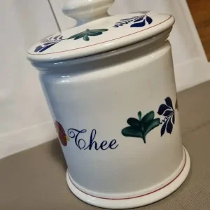 Nu Kopen Boerenbont Voorraadpot Thee 1.5 ltr Aardewerk met bloemdeksel