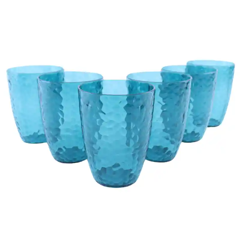 Luxe OTIX Kunststof Drinkglazen - Herbruikbaar - Set van 6 - Waterglas - Limonadeglazen - Blauw - 380ml - HARBOR