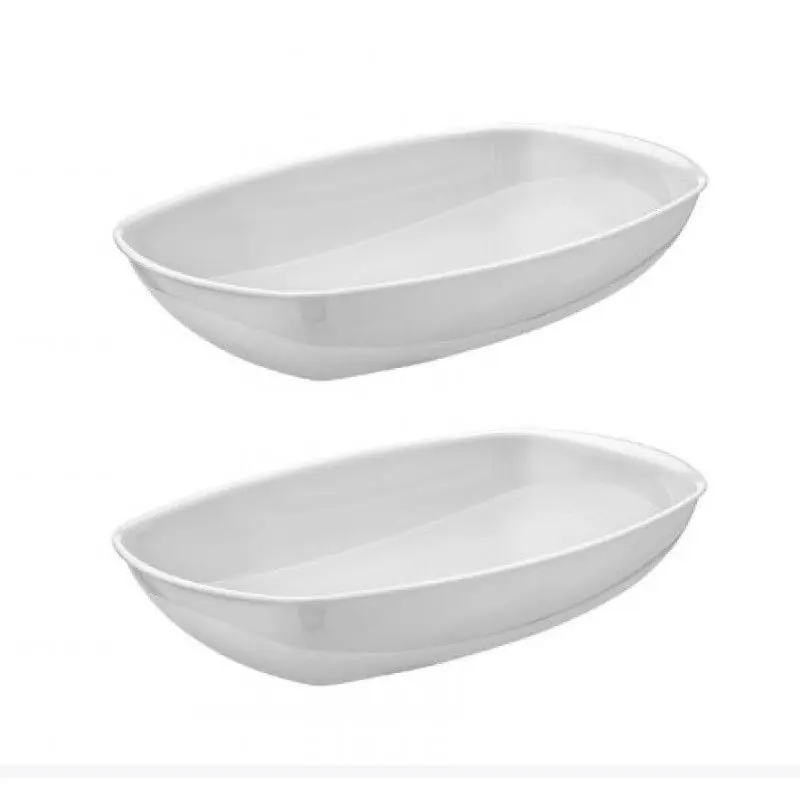 Serveerschaal - 4x - wit - 19 x 28 cm - saladeschalen / serveerschalen - Serveerschalen Bulkbestelling