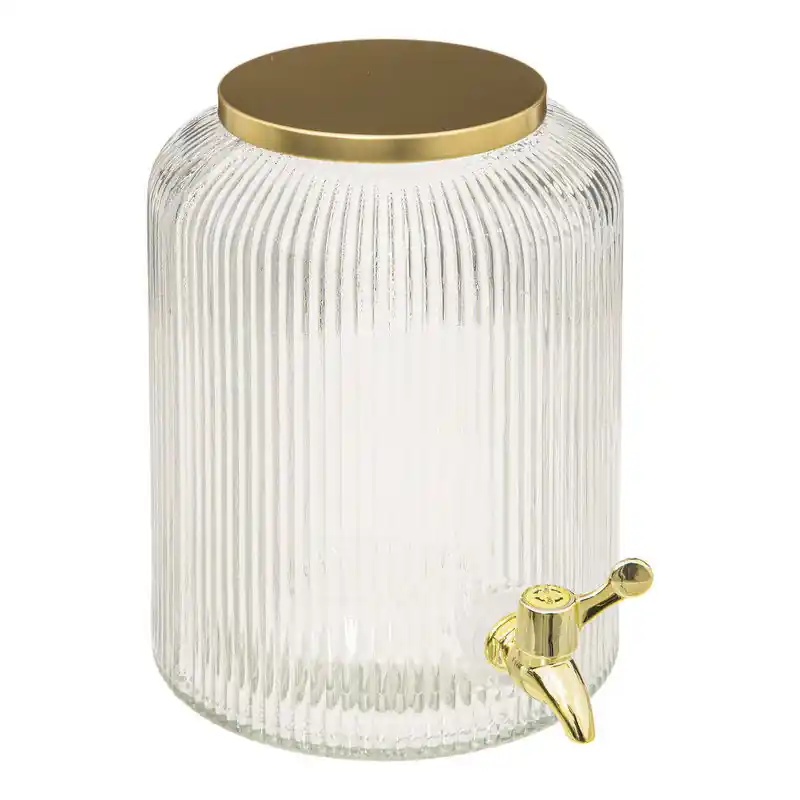 Hete Deal 4goodz Glazen Sapkan met Goudkleurige Tapkraan en deksel 5 liter