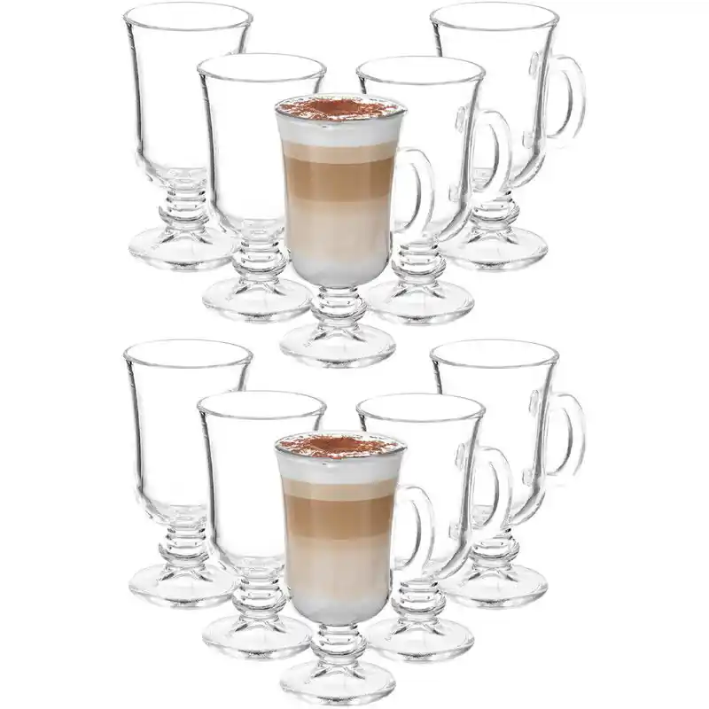 Kinvara Caffe Latte/koffie glazen Paris - transparant glas - 12x stuks - 250 ml - Koffie- en theeglazen Premium