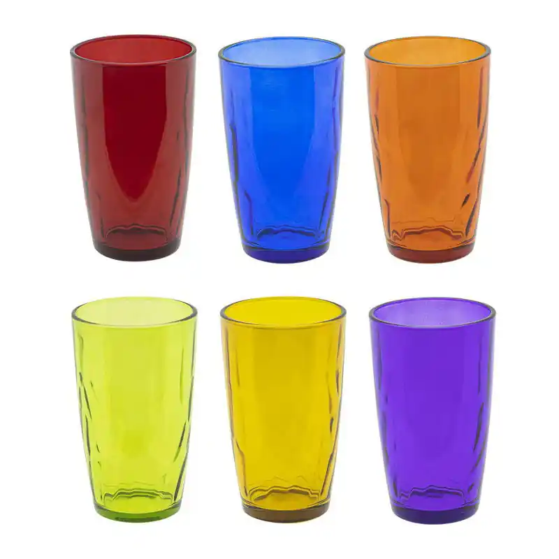 HI Waterglazen/drinkglazen Coloris - 6x - kleurenmix - 320 ml - Drinkglazen Limited Edition