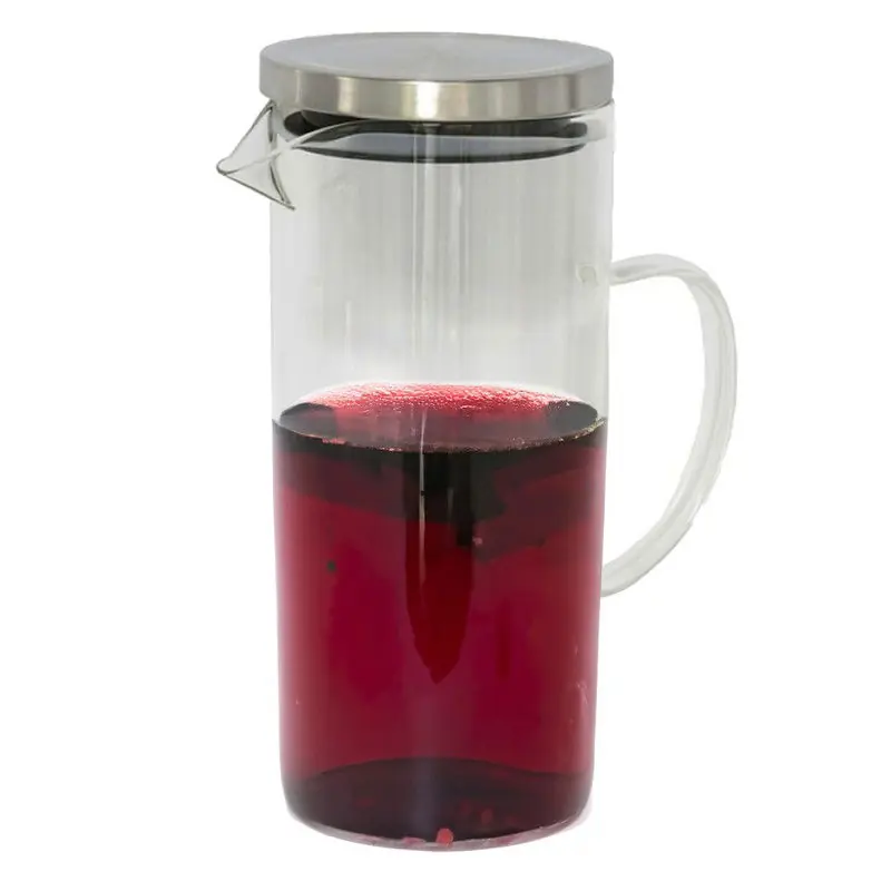 Garantie Inbegrepen Gerimport Sapkan/schenkkan karaf met deksel - 1.5 liter/1500 ml - transparant - glas - rvs deksel - Schenkkannen