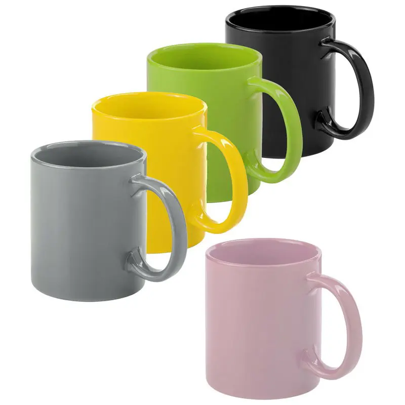 Bellatio Design Koffie mokken/bekers Auxerre - 5x - keramiek - multi kleuren mix - 370 ml - Bekers Rechtstreeks Van De Fabrikant