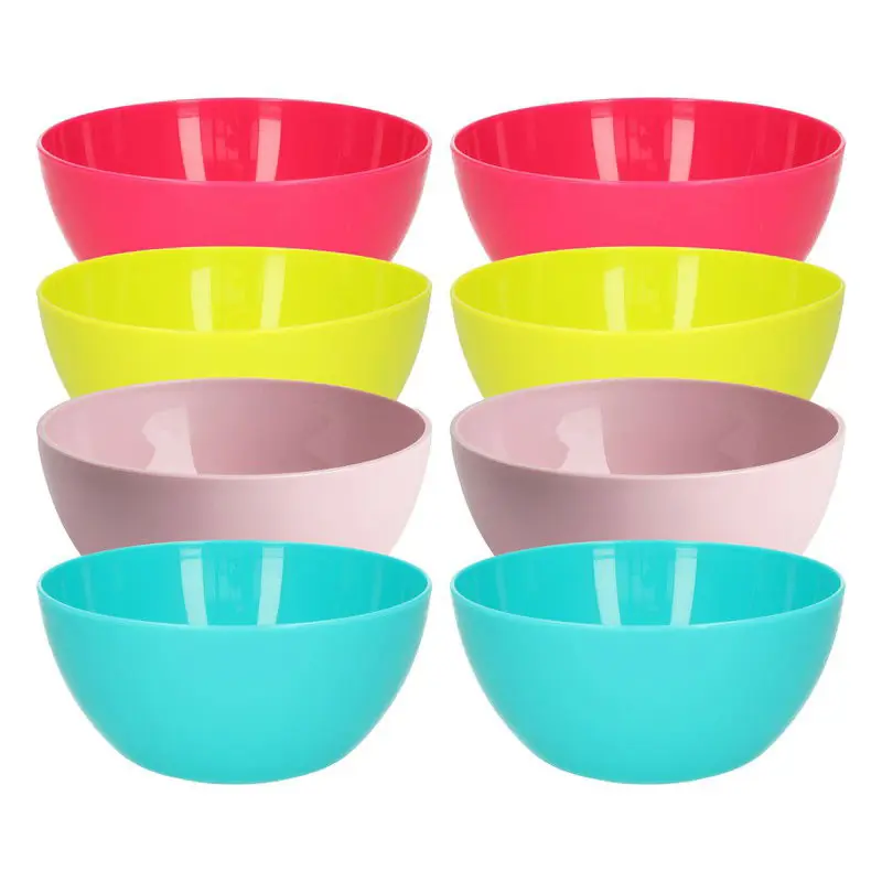 Op = Op Plasticforte Kommetjes/schaaltjes - 8x stuks - dessert/ontbijt - kunststof - D14 cm - kleurenmix - Kommetjes