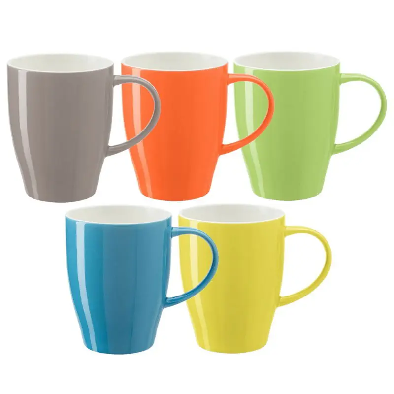 Ambachtelijk Bellatio Design Koffie mokken/bekers Paris - 5x - porselein - multi kleuren - 350 ml - Bekers