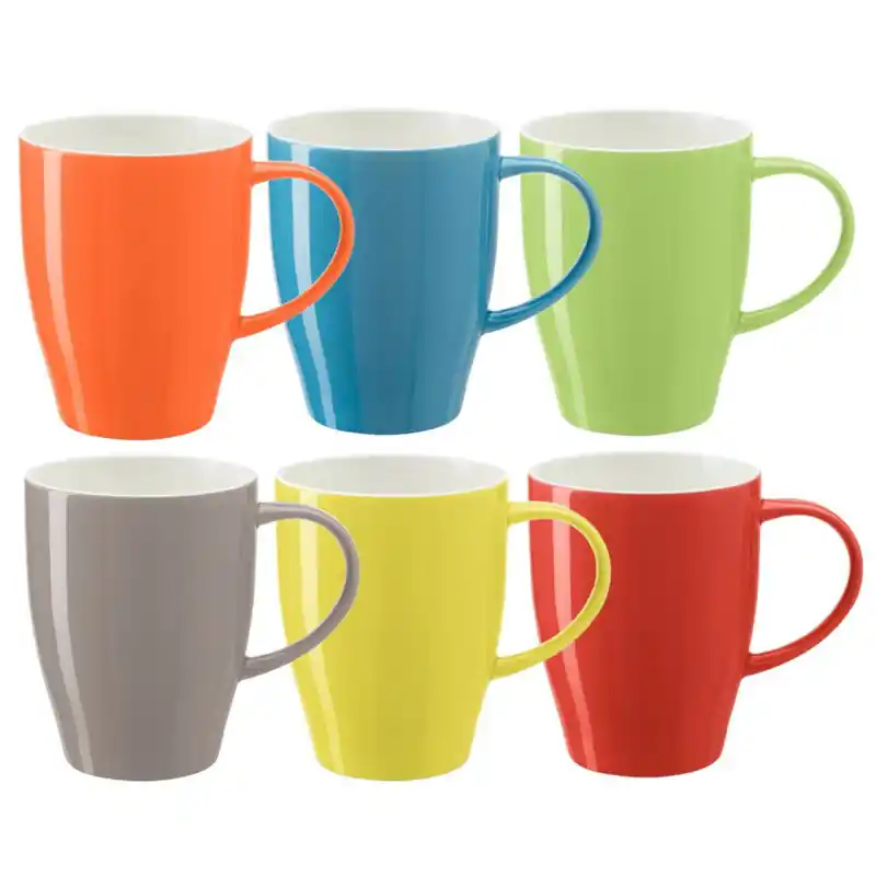Snelle Levering Bellatio Design Koffie mokken/bekers Paris - 6x - porselein - multi kleuren - 350 ml - Bekers