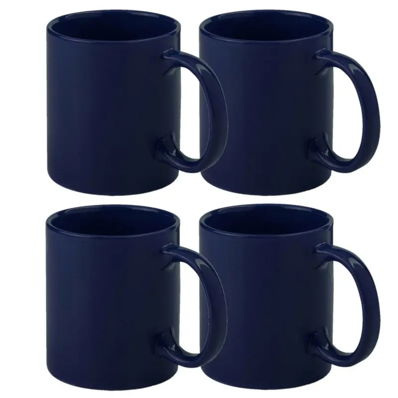 Seizoensaanbieding Bellatio Design Koffie mokken/bekers - 6x - keramiek - navy - 370 ml - Bekers