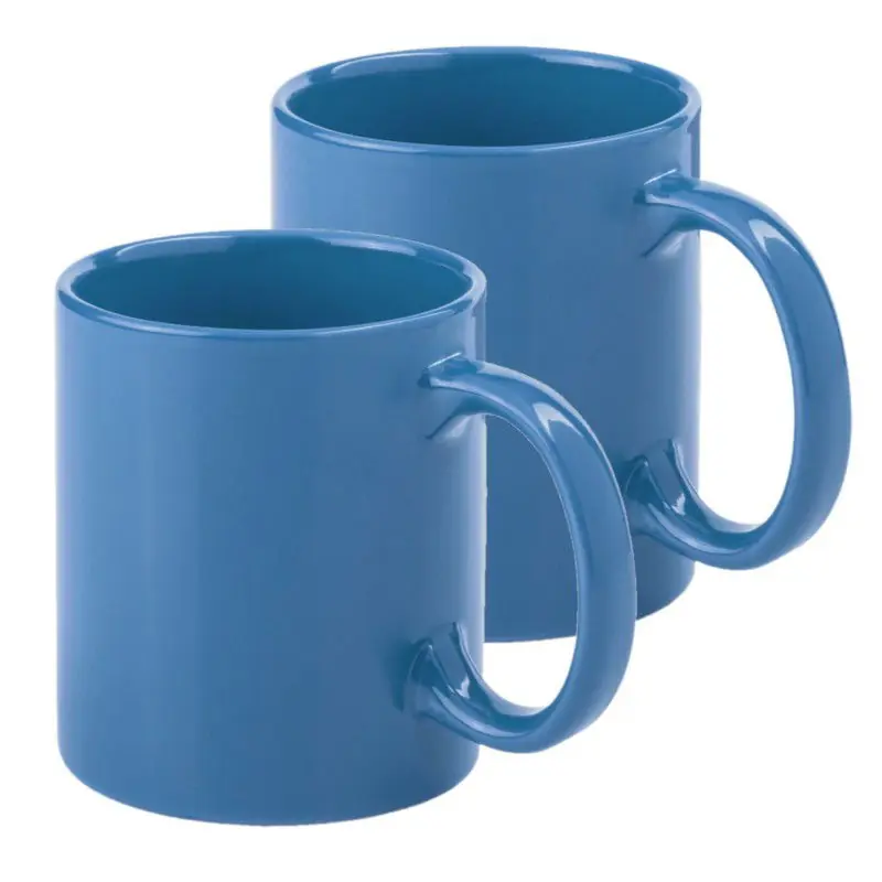 Flitsaanbieding Bellatio Design Koffie mokken/bekers - 2x - keramiek - blauw - 370 ml - Bekers