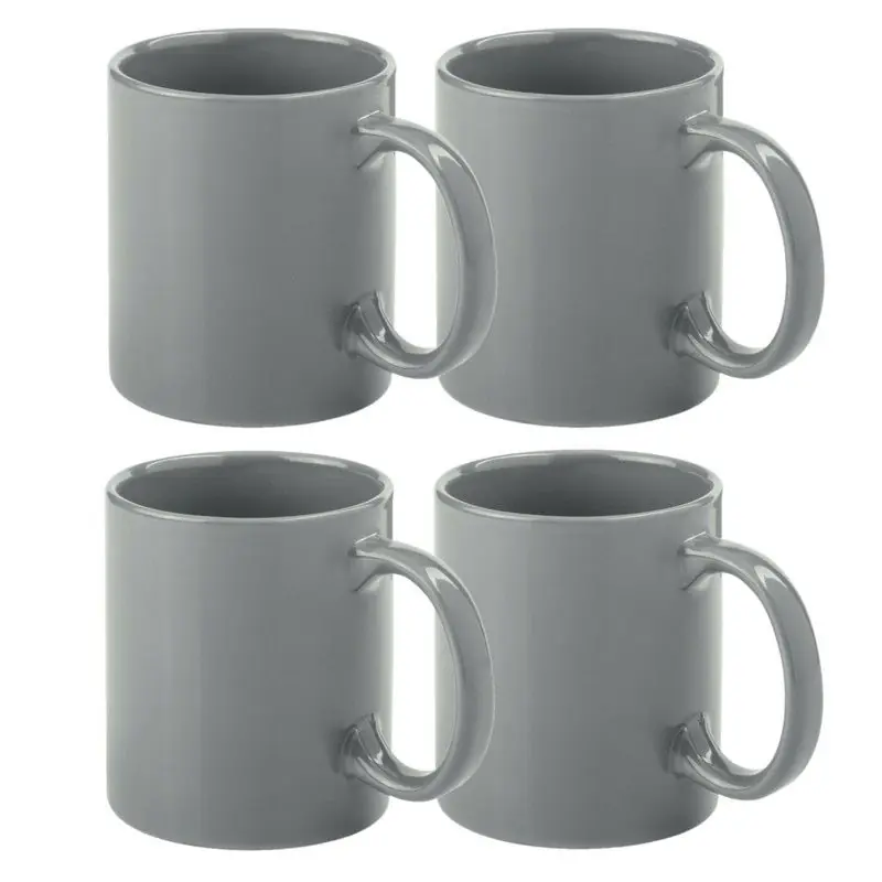 Plaats Bestelling Bellatio Design Koffie mokken/bekers - 6x - keramiek - grijs - 370 ml - Bekers