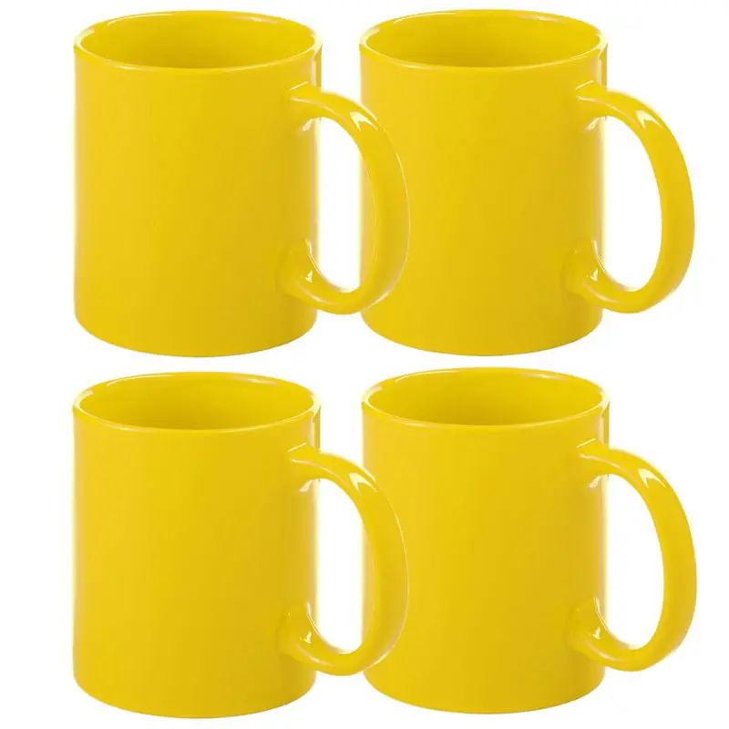 Shop Nu Bellatio Design Koffie mokken/bekers - 4x - keramiek - geel - 370 ml - Bekers