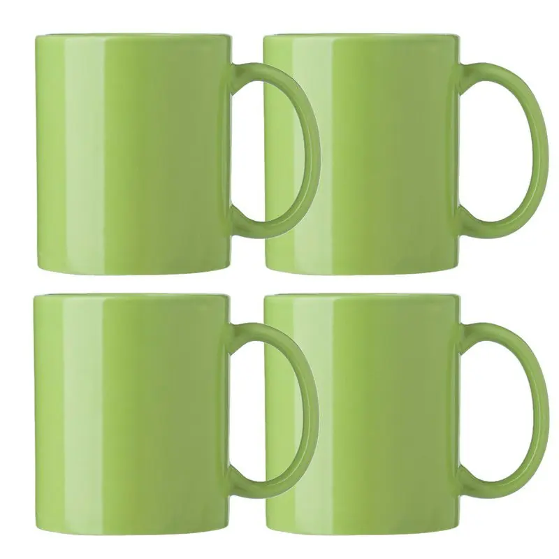 Bellatio Design Koffie mokken/bekers Nantes - 8x - keramiek - met oor - groen - 300 ml - Bekers Actieprijs