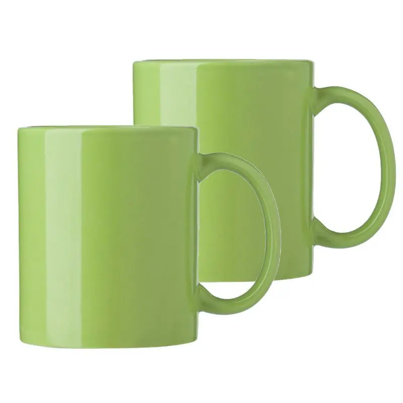 Bellatio Design Koffie mokken/bekers Nantes - 2x - keramiek - met oor - groen - 300 ml - Bekers Laatste Kans