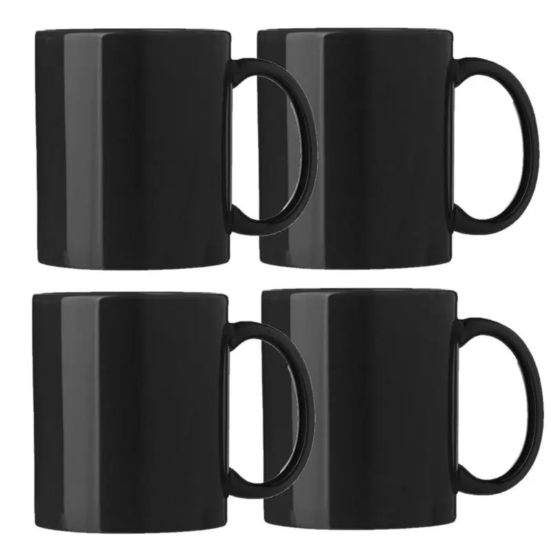 Aanbieding Bellatio Design Koffie mokken/bekers Nantes - 6x - keramiek - met oor - zwart - 300 ml - Bekers