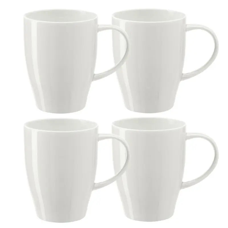 Korting BD Koffie mokken/bekers - 8x - porselein - ivoor wit - 350ml - Bekers