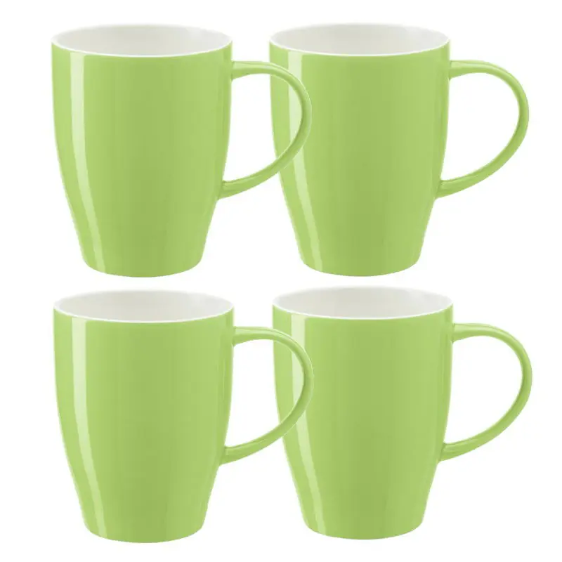 Bellatio Design Koffie mokken/bekers Paris - 8x - porselein - met oor - lime groen - 350 ml - Bekers Lage Prijs