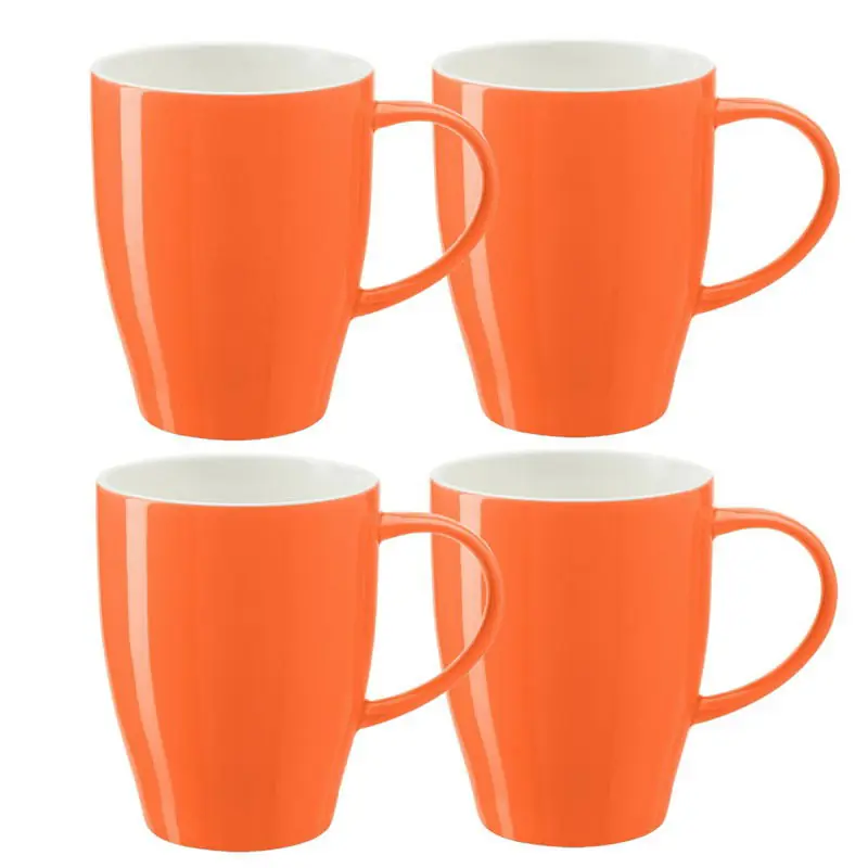 Flitsaanbieding Bellatio Design Koffie mokken/bekers Paris - 8x - porselein - met oor - oranje - 350 ml - Bekers