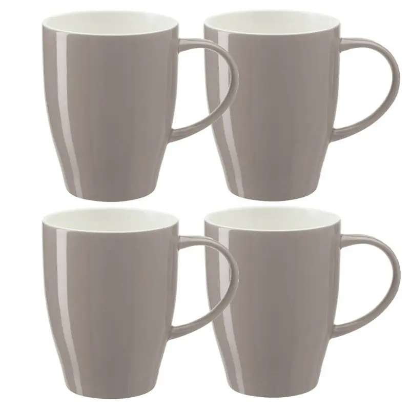 Lage Kosten Bellatio Design Koffie mokken/bekers Paris - 6x - porselein - met oor - steengrijs - 350 ml - Bekers