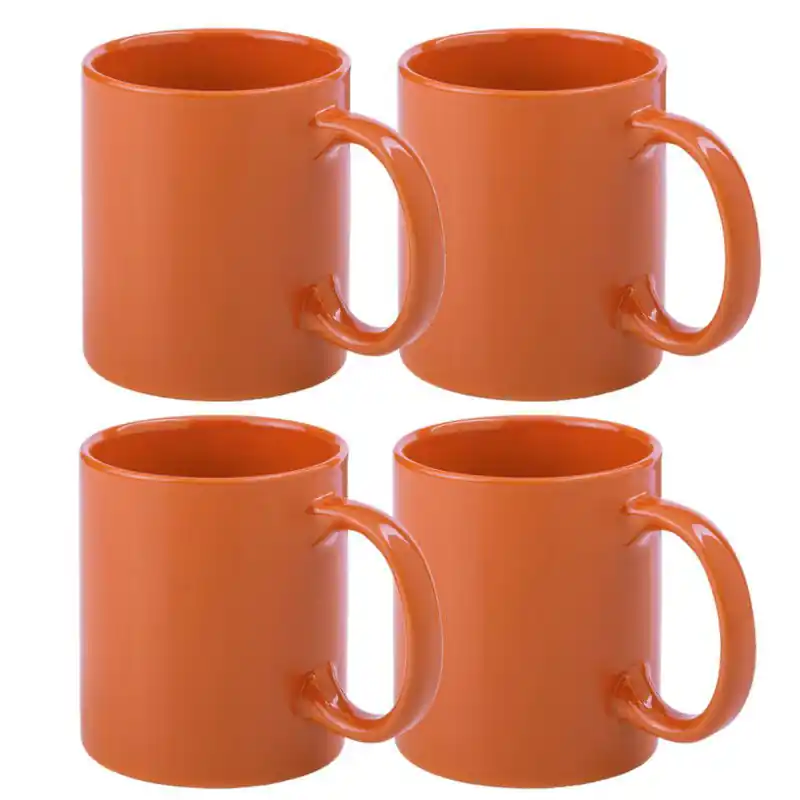 Veilige Betaling Bellatio Design Koffie mokken/bekers - 10x - keramiek - oranje - 370 ml - Bekers