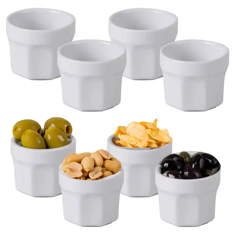 Urban Living kleine kommetjes/serveer schaaltjes - ivoor wit - keramiek - 12x stuks - D5.5 cm - Serveerschalen Dagaanbieding