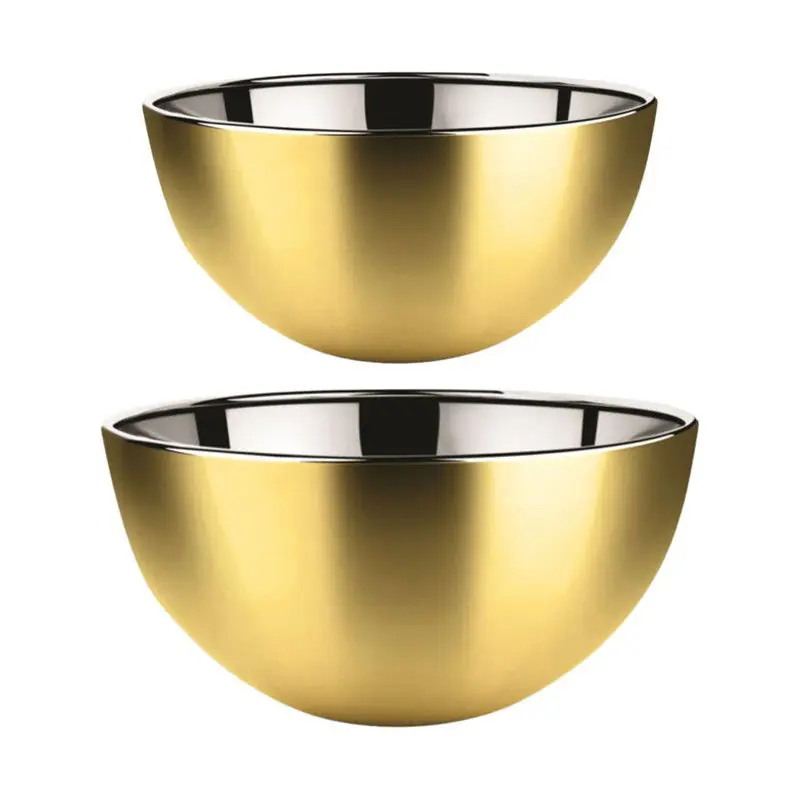 Trendy Svenska Living Salade/serveer schalen - goud - RVS - 29 en 23 cm - keuken accessoires - Serveerschalen