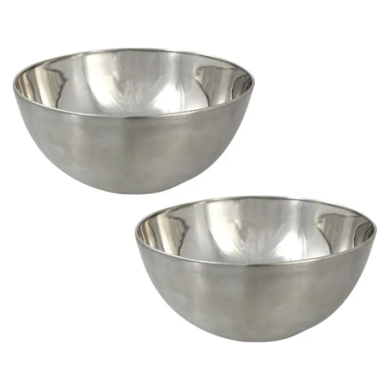 Modern Svenska Living Salade/voedsel serveer schaal - 2x - mat zilver - RVS - D23 x H11 cm - Serveerschalen